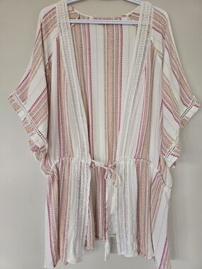 COASTAL COMFORT Boho Crochet Trim Summer Top MULTI COLORED Embroidered Size XXL